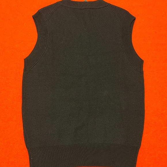 Mossy green merino wool V-neck ribbed Grandpa chic vest NWT - Picture 6 of 6